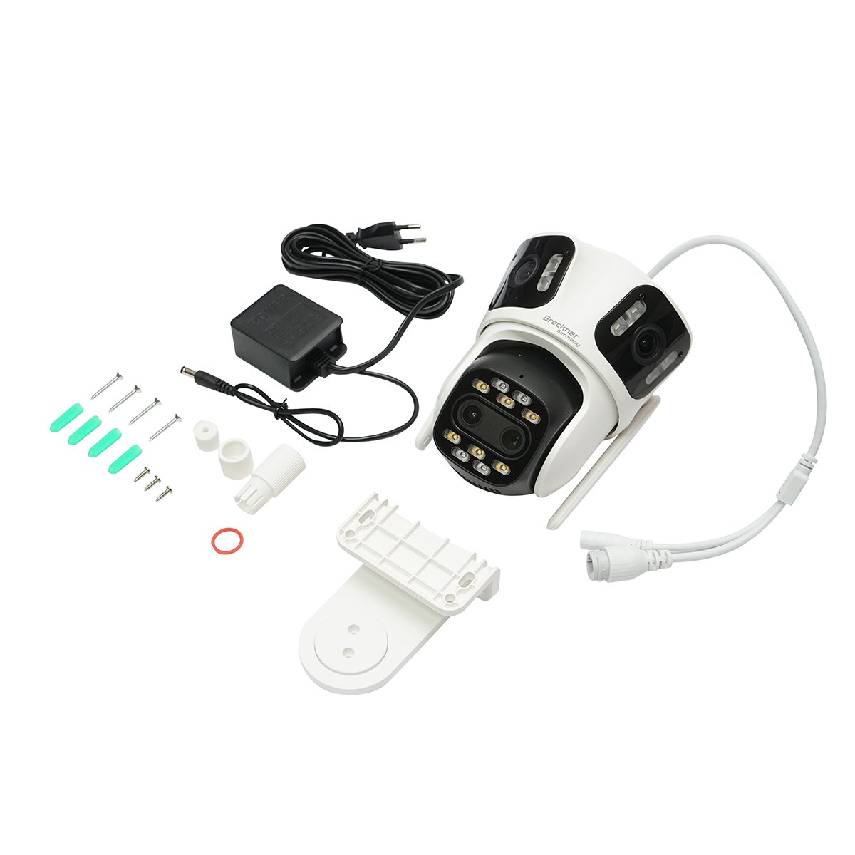 Camera de supraveghere 4 lentile, 3 obiective 12 MP, 2 CPU dual control, P2P WIFI 2.4GHz, PTZ cu senzor de miscare, night vision color, AI detectie umana si aplicatie iCSee